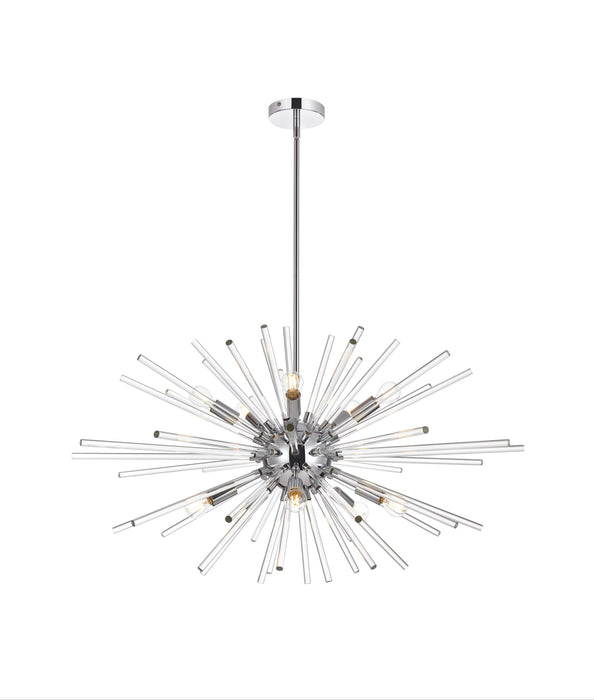 Sienna 36 inch crystal rod pendant  in chrome chandelier