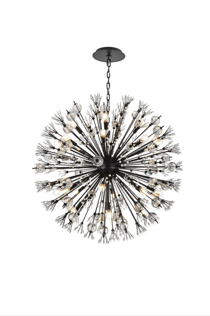 Vera 38 inch crystal starburst chandelier in black