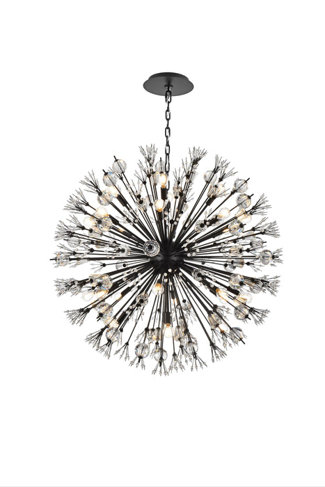 Vera 38 inch crystal starburst chandelier in black