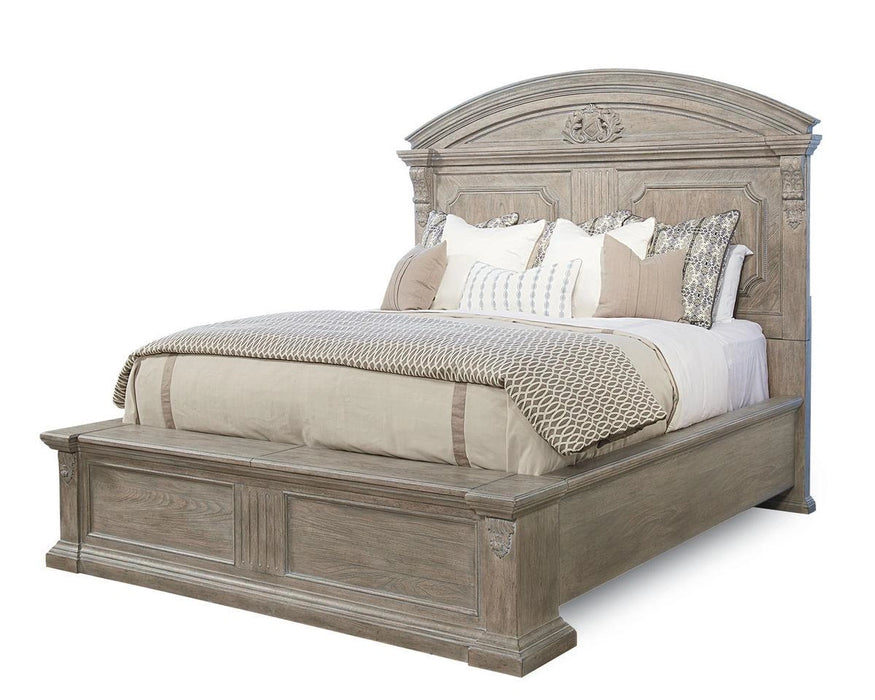 Arch Salvage Queen Chambers Panel Bed in Parchment