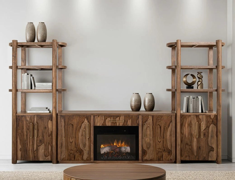 1 Drawer & 2 Door, TV Stand with Electric Fireplace Insert