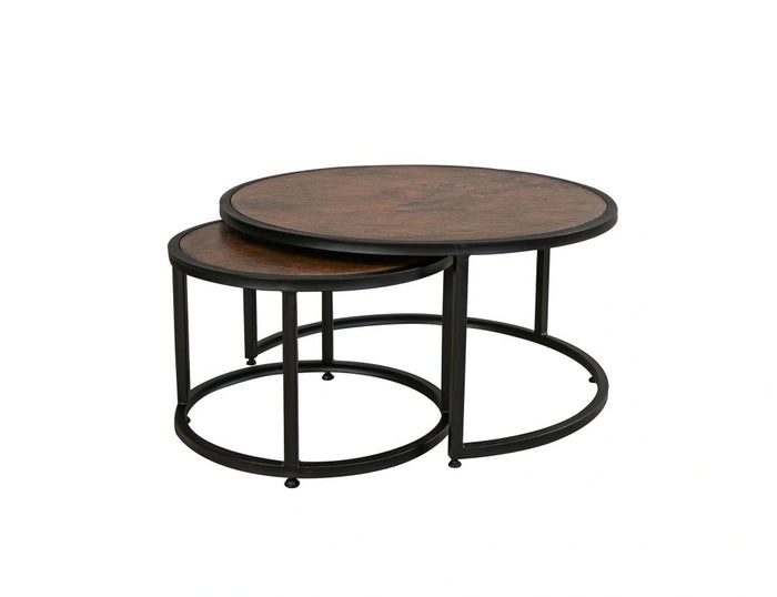 Blackburn Set w/ 2 Cocktail Tables, w/ Copper Top and Iron Base