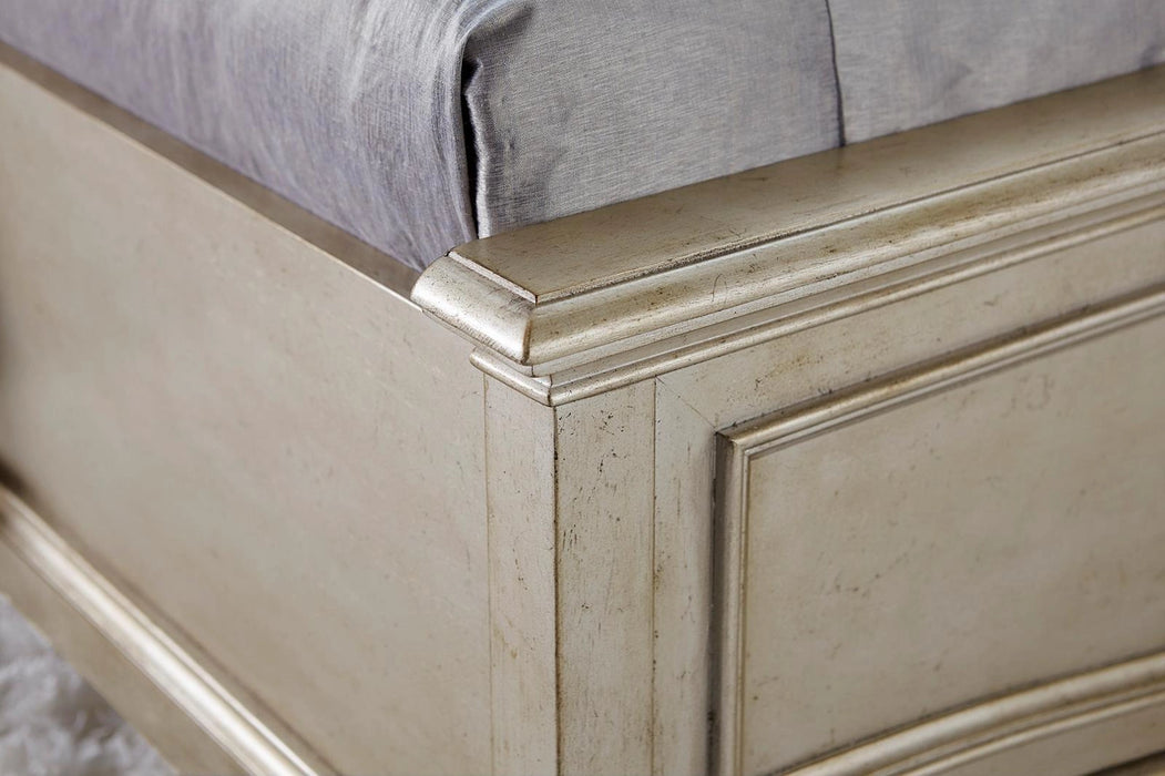 Starlite King Upholstered Panel Bed in Silver