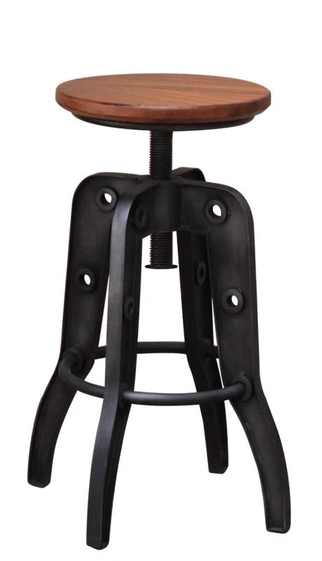 Parota 24-30" Adjustable Height Swivel Stool, wooden seat