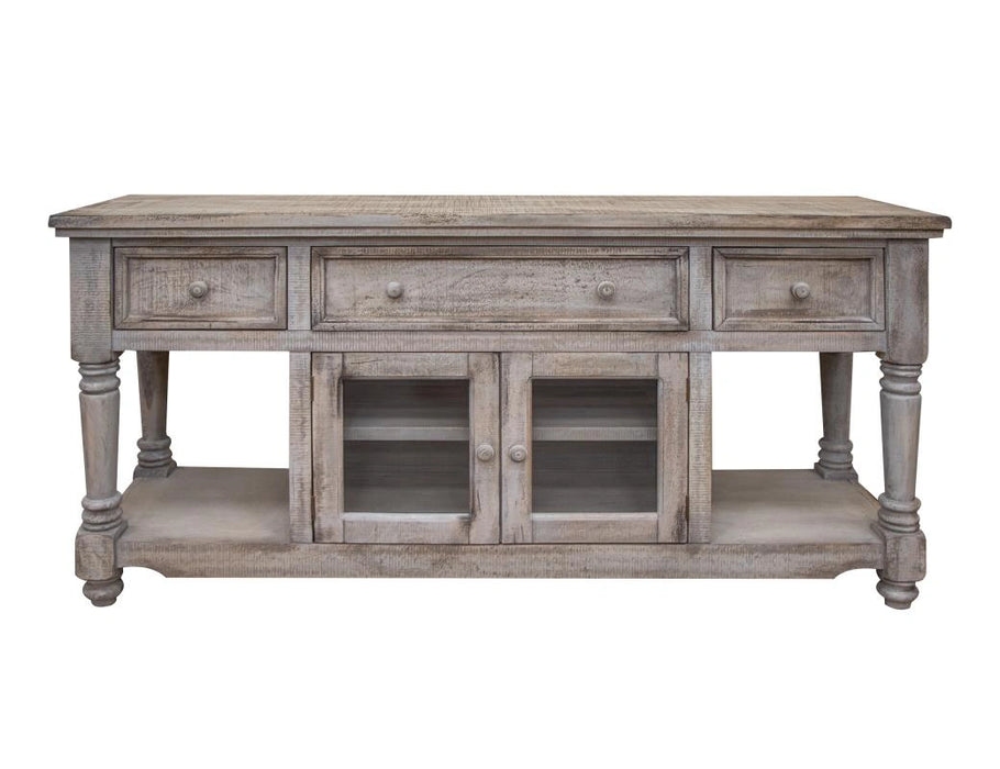 Aruba White Sea 70” TV Stand, w/3 Drawers and 2 Doors, in White Sea Finish