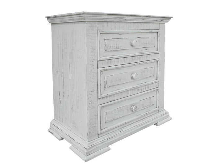 Terra White 3 Drawer Nightstand