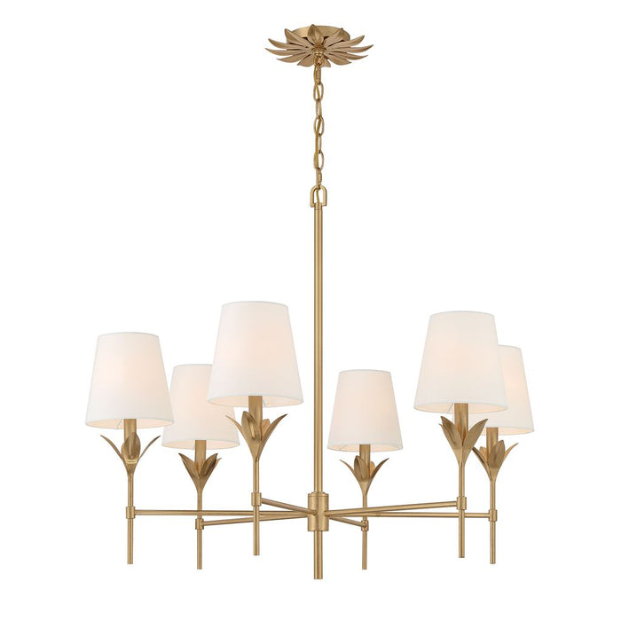 Crystorama Broche 6 Light Antique Gold Chandelier