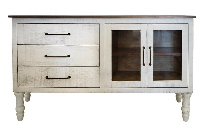 Rock Valley 3 Drawer and 2 Doors (White) Console w/ Turned Legs*
