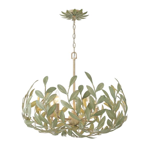 Broche 5 Light  Champagne Green Tea Chandelier