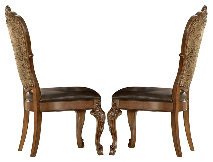 Old World Upholstered Side Chair in Cherry (Set of 2)