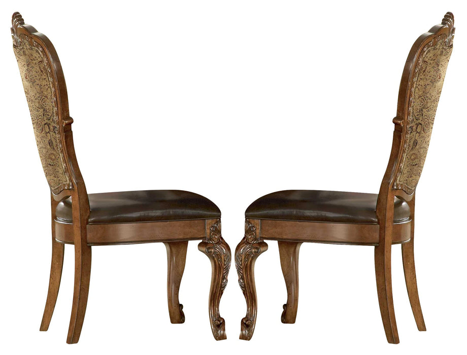 Old World Upholstered Side Chair in Cherry (Set of 2)