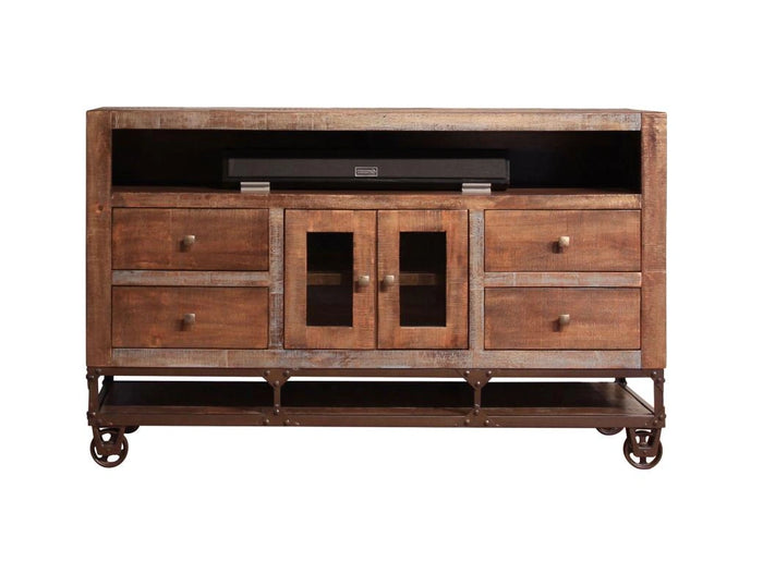 Urban Gold 62" TV Stand w/2 Glass doors, 4 Drawers