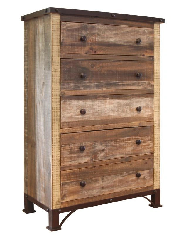 Antique Multicolor 5 Drawer Chest