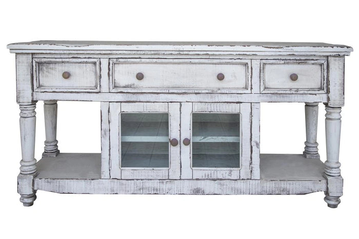 Aruba 70" TV Stand, w/3 Drawers and 2 Doors, in White Finish