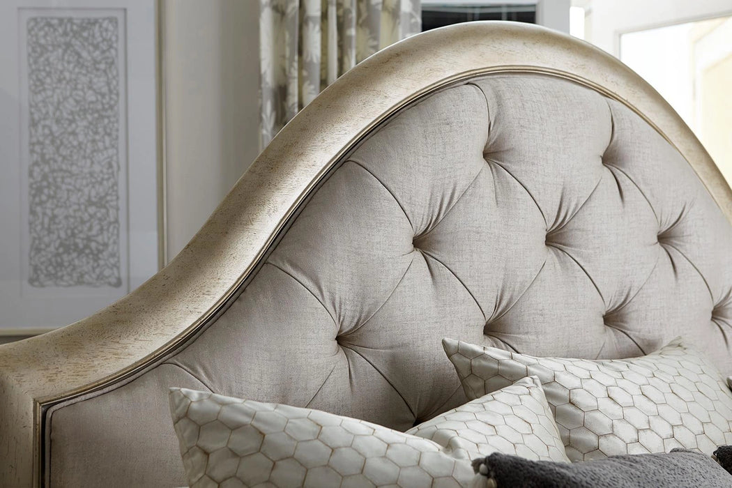 Starlite King Upholstered Panel Bed in Silver