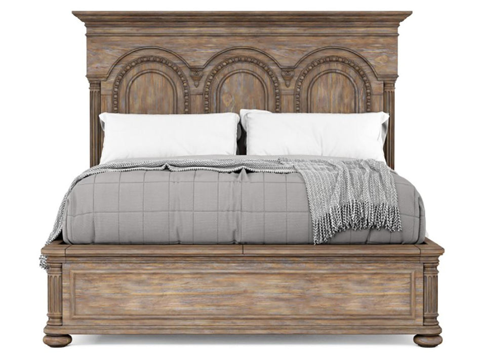 Furniture Architrave King Panel Bed in Rustic Pine