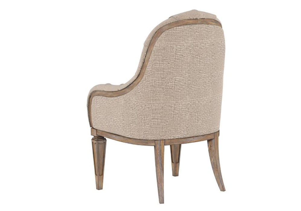 Furniture Architrave Upholstered Arm Chair in Rustic Pine