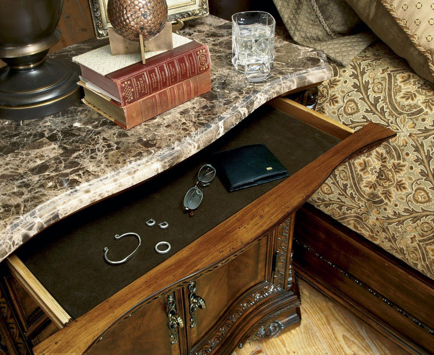 Old World Marble Top Nightstand in Warm Pomegranate