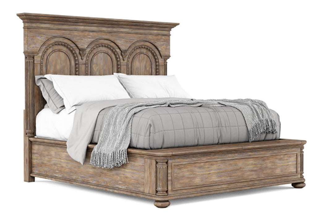 Furniture Architrave King Panel Bed in Rustic Pine