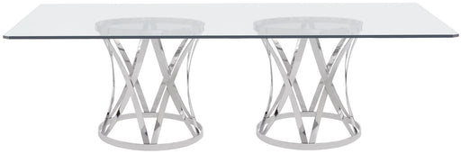 Bernhardt Interiors Gustav Metal Dining Table in Stainless Steel image