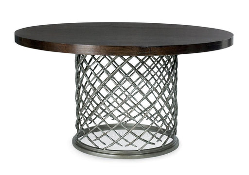Bernhardt Hallam Metal Dining Table with Round Glass Top Top image