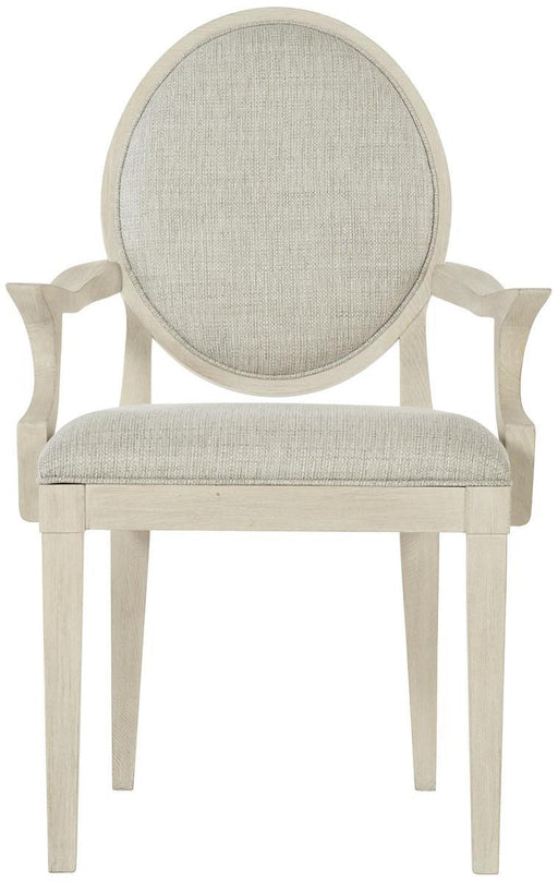 Bernhardt East Hampton Oval Back Arm Chair in Cerused Linen (Set of 2) image