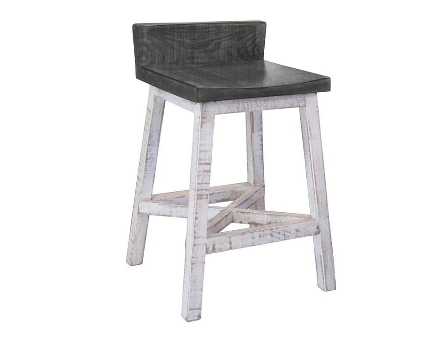 Stone 24” Stool -w/Wooden Seat and Base- Stone Finish** image