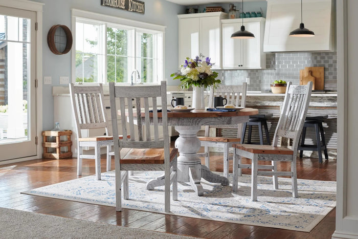 Kowan 5pc Amish rustic barn wood dining set