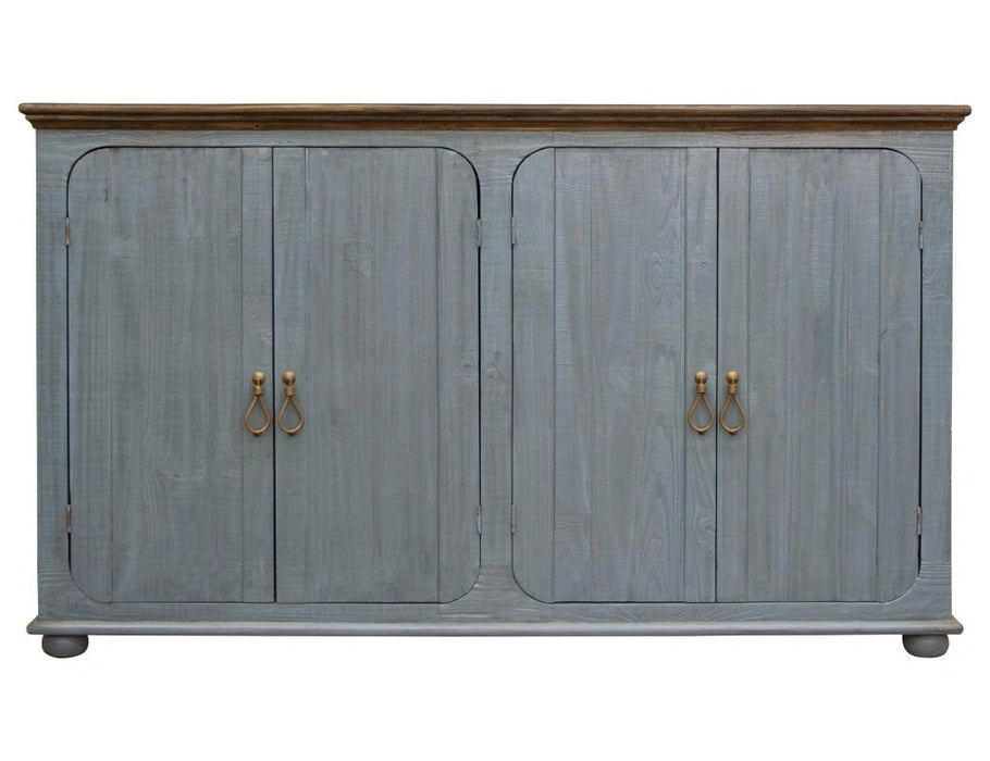 Alba 4 Doors Console, Two fixed shelves, Sky Blue Finish