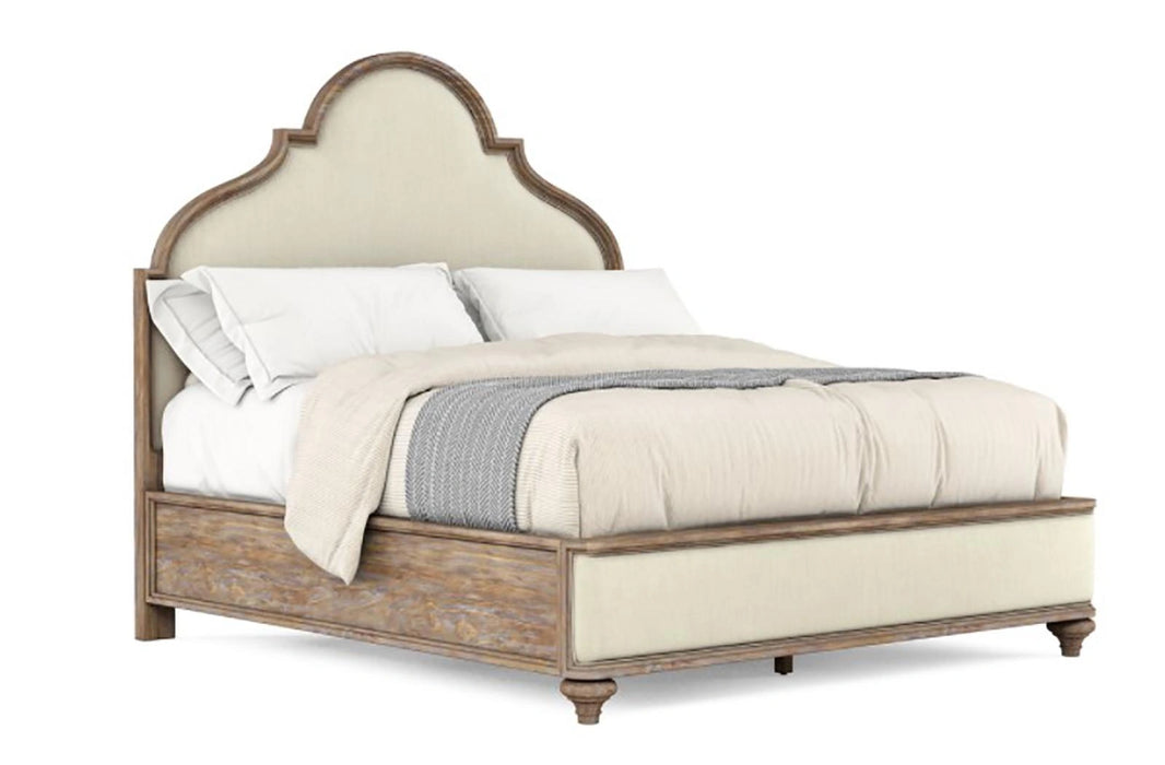 Furniture Architrave California King Upholstered Panel Bed in Rustic Pine