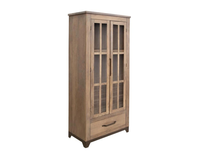Natural Parota 2 Glass Doors and 1 Drawer, Cabinet