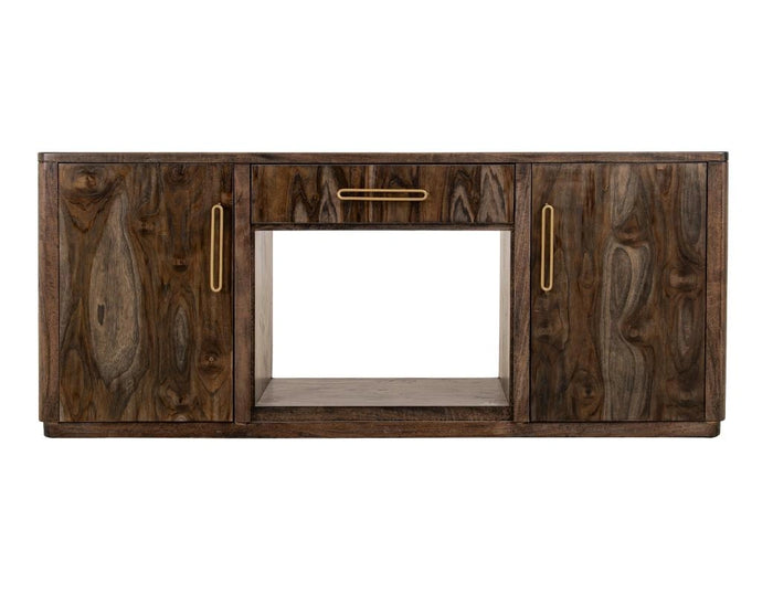 2 Drawer & 2 Door TV Stand 80" with Electric Fireplace Insert