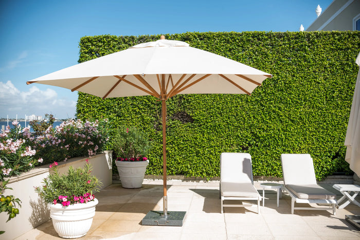 Bambrella  Levante Bamboo  8.5 FT square market outdoor  umbrella - Hampton Home Dinette (NY)