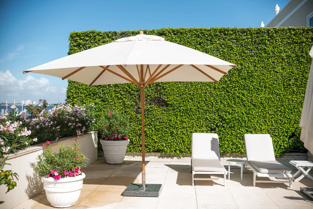 buy bamboo patio umbrella Bambrella Levante Bamboo 8.5 FT square market outdoor umbrella