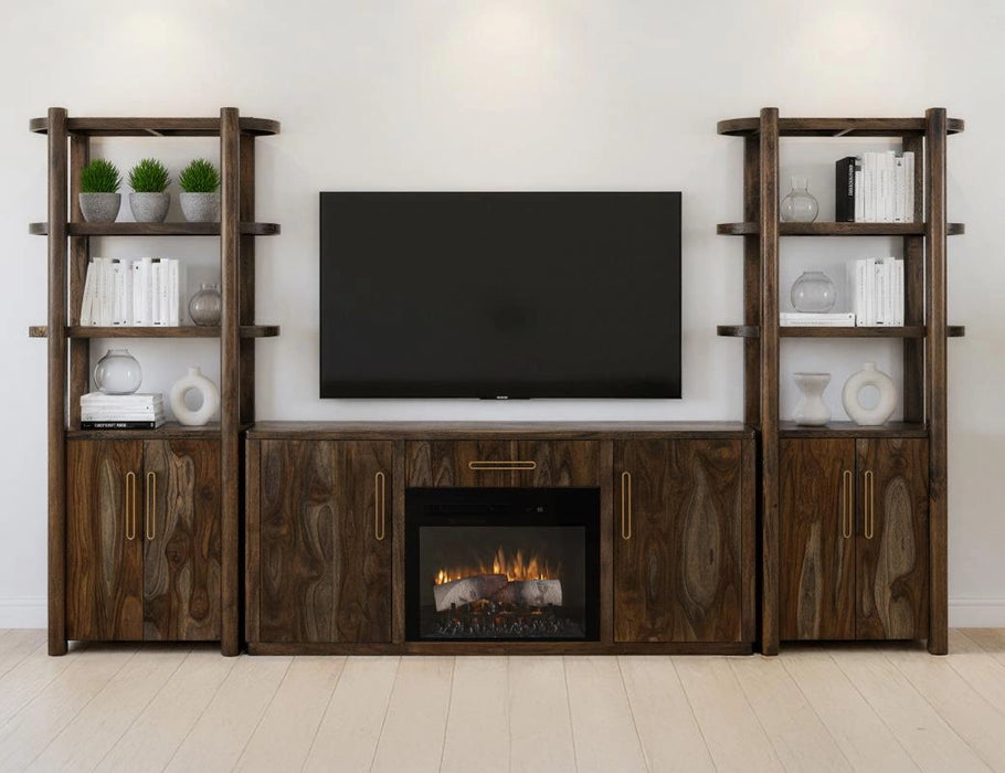 2 Drawer & 2 Door TV Stand 80" with Electric Fireplace Insert