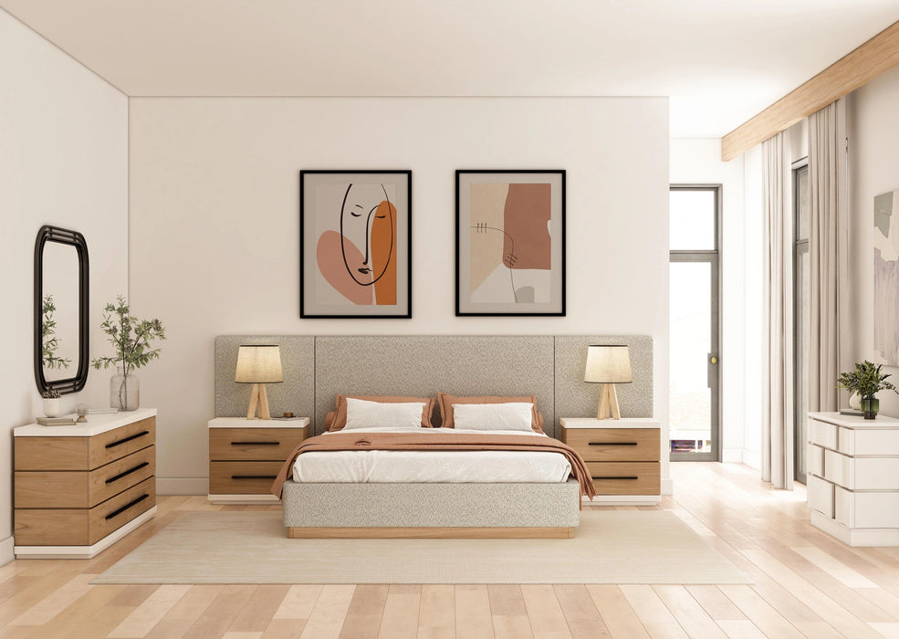 Portico Califonia King Upholstered Bed with End Panel