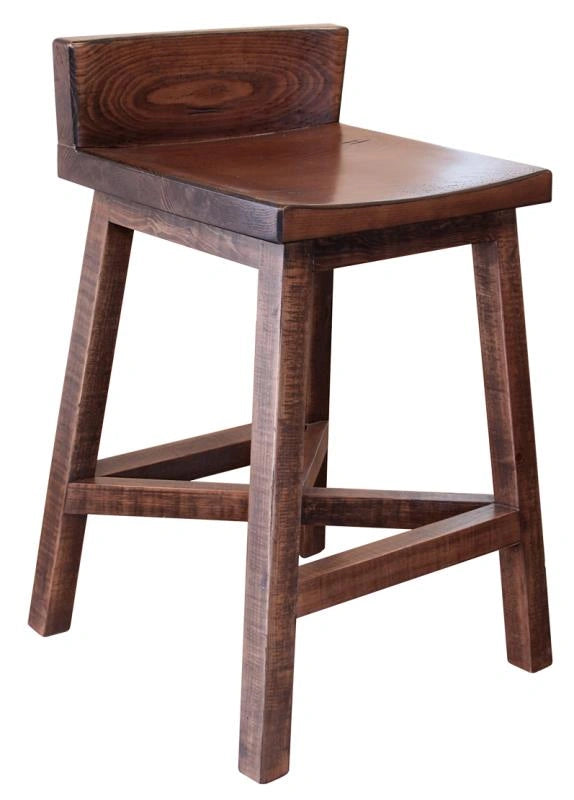 Pueblo 24” Stool - w/Wooden Seat and Base- Brown Finish**
