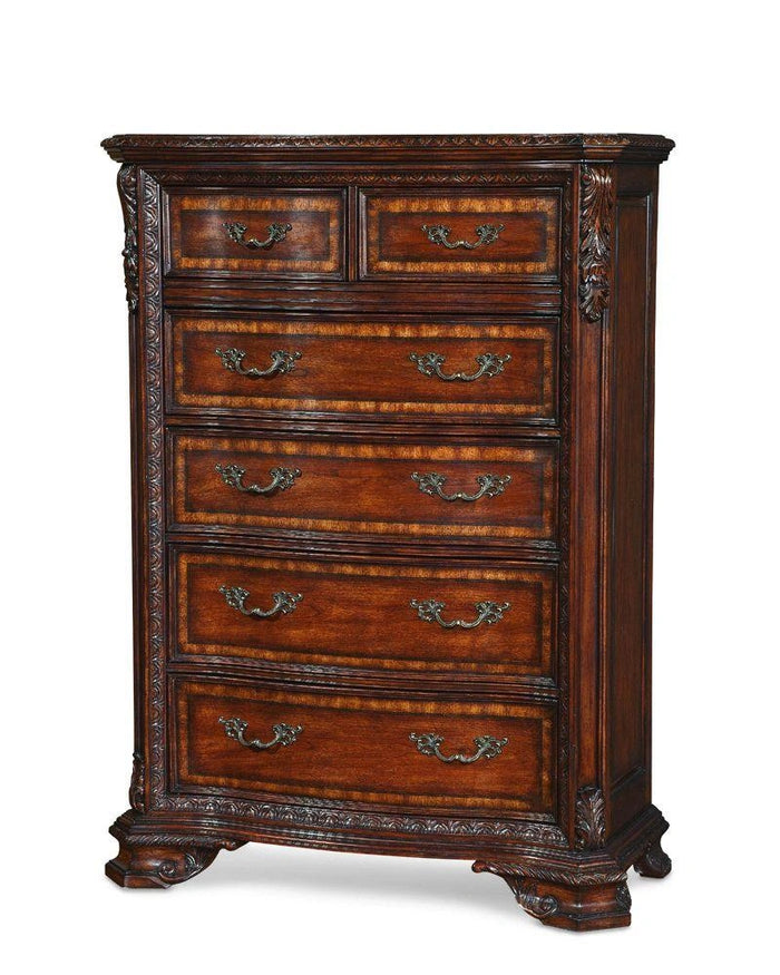 Old World Drawer Chest in Warm Pomegranate