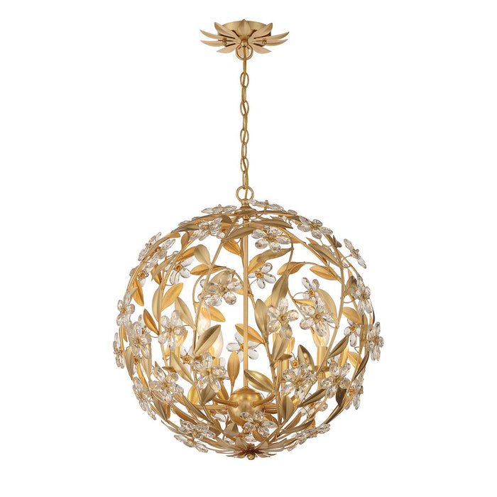 Crystorama Marselle 6 Light Antique Gold Pendant