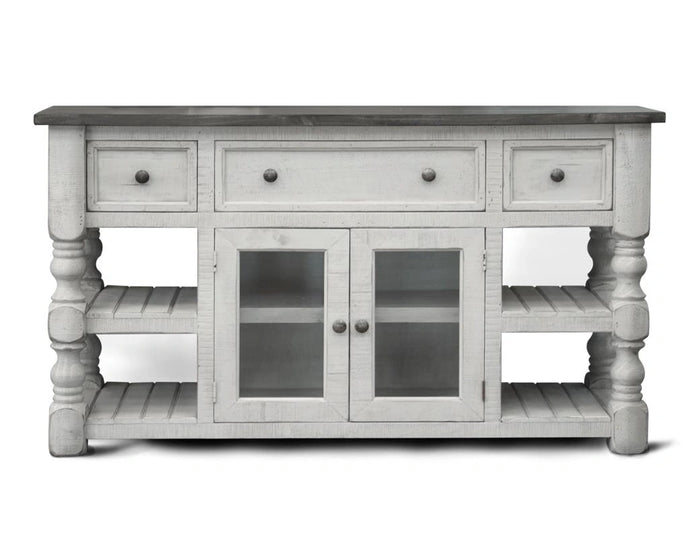 Stone 60" TV Stand w/ 3 Drawer and 2 Glass Doors