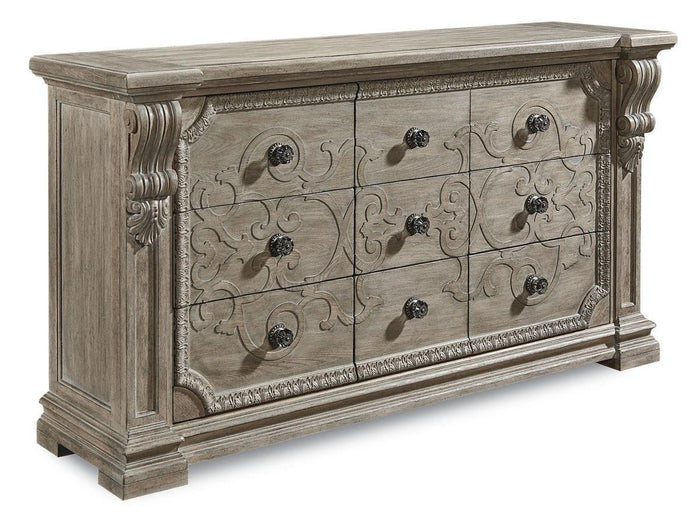 Arch Salvage 9 Drawer Wren Dresser in Parchment