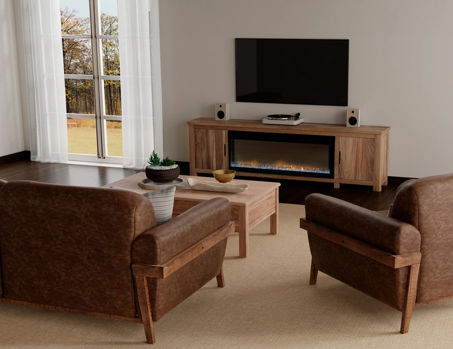 Natural Parota 93" Electric Fireplace