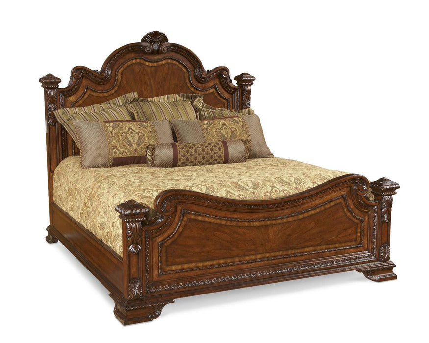 Old World King Estate Bed in Warm Pomegranate