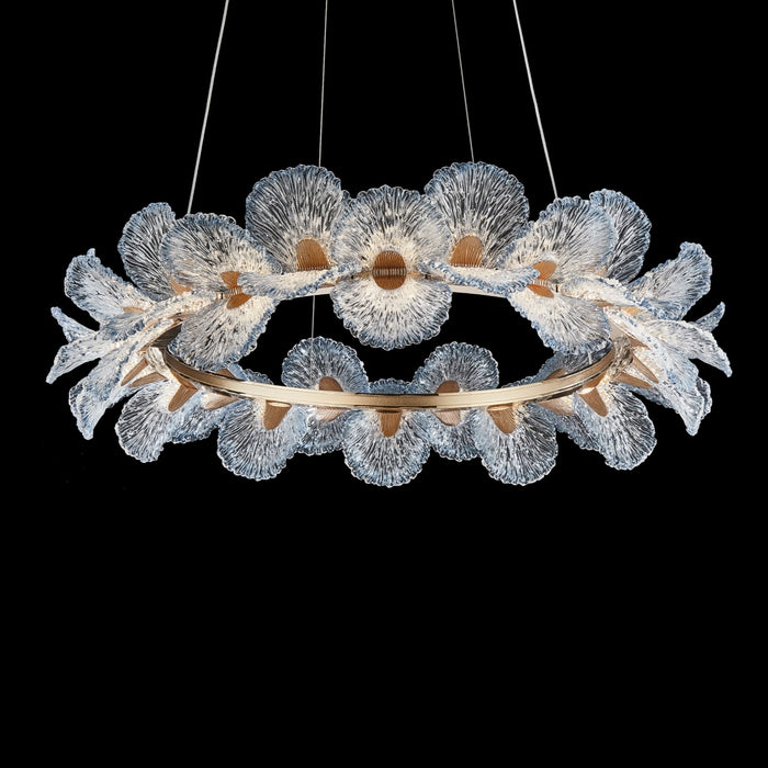 Brisa  Led  Large Round  Blue Gold Chandelier