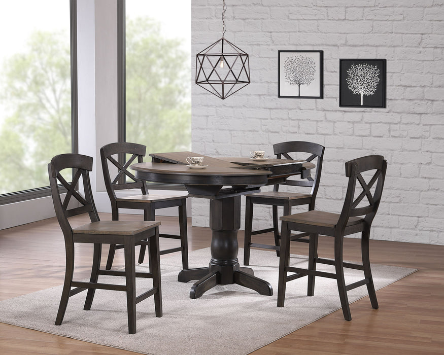 42"x42"x60" Transitional X-Back Caramel/ Biscotti Counter Height  Dining Set