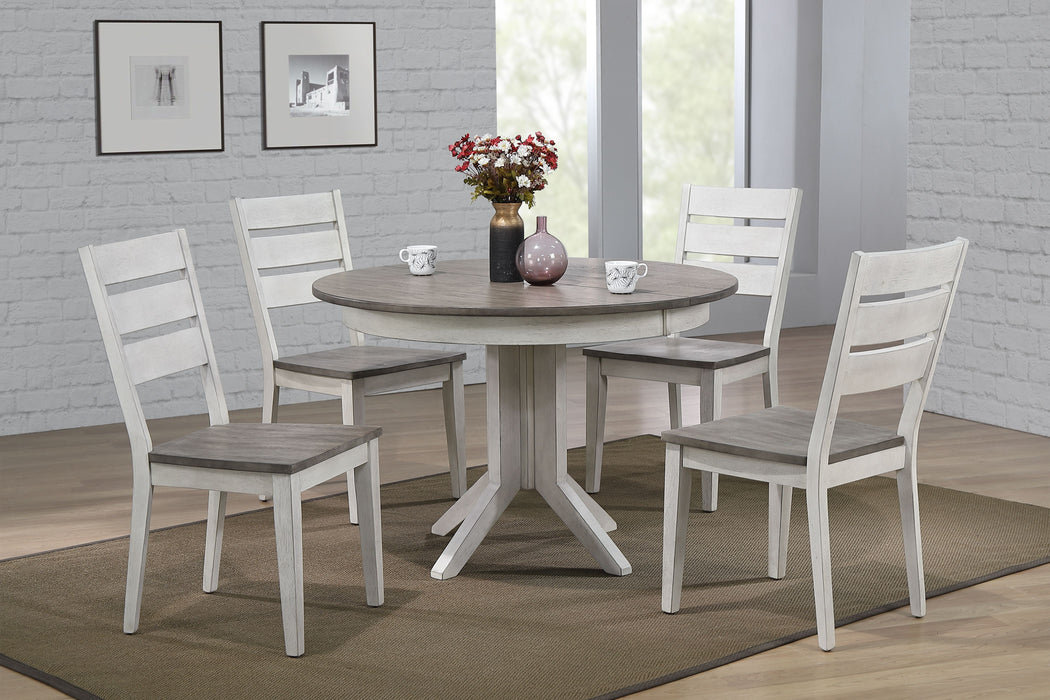 45"x45"x63" Contemporary Table In Ash & Stormy White With Contemporary Ladder Back Chairs ( Dining Set)