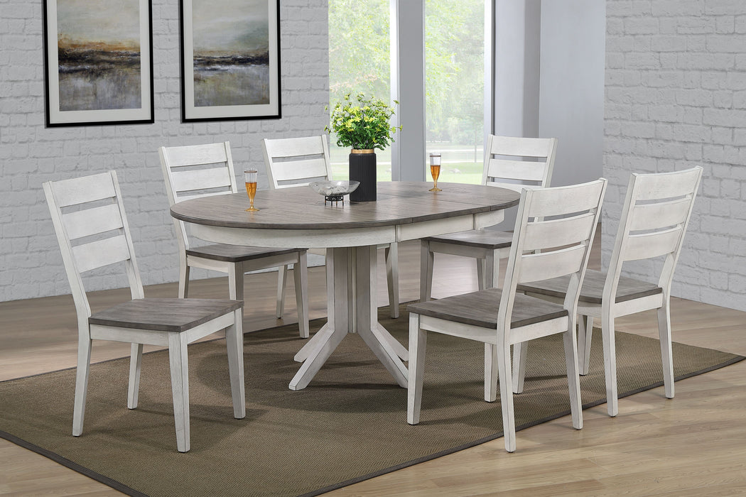 45"x45"x63" Contemporary Table In Ash & Stormy White With Contemporary Ladder Back Chairs ( Dining Set)