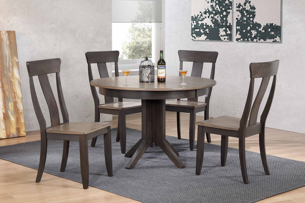 45"x45"x63" Contemporary Antiqued Caramel/Biscotti Panel Back  Dining Set