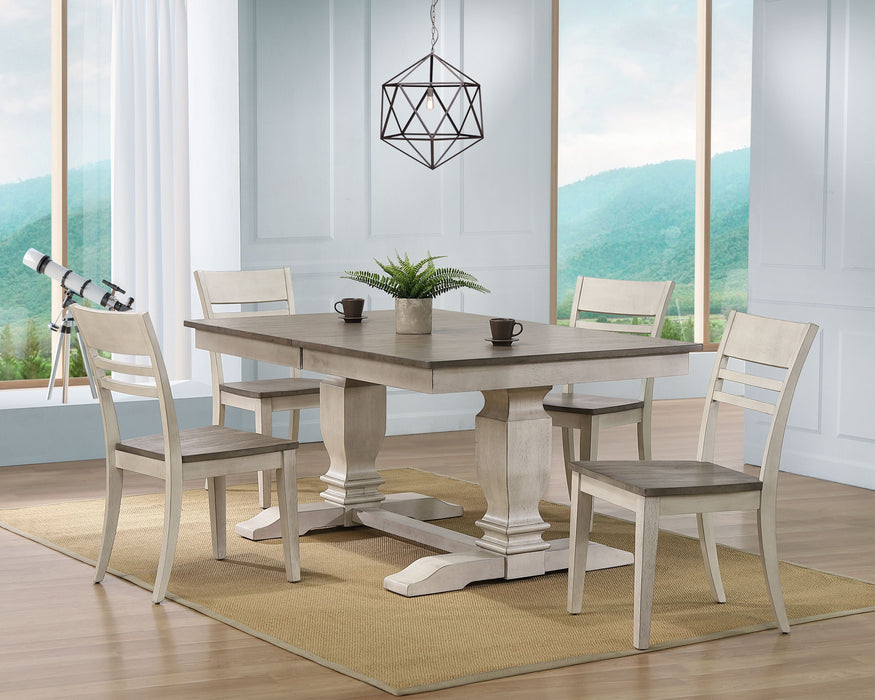 42"x64"x82" Double Pedestal Transitional Dinning Side chair Ash/ Stormy White  Set